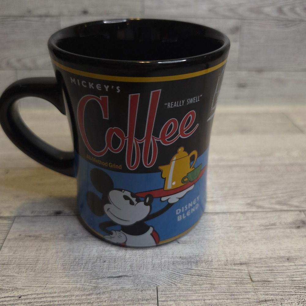 Mickey's Coffee Disney Blend "Really Swell" Theme Parks Black Blue 16 oz Mug